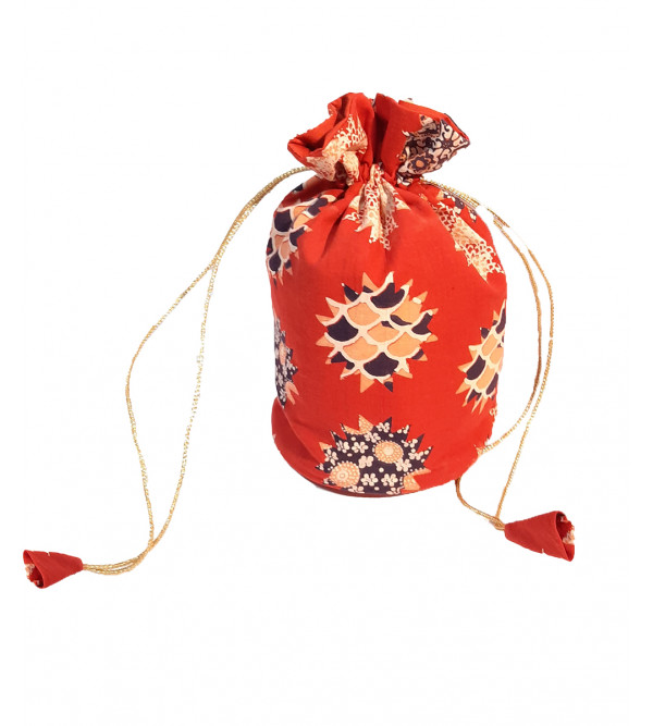 CCIC Cotton Potli Bag With Assorted Designs And Color Size 9x6 Inch