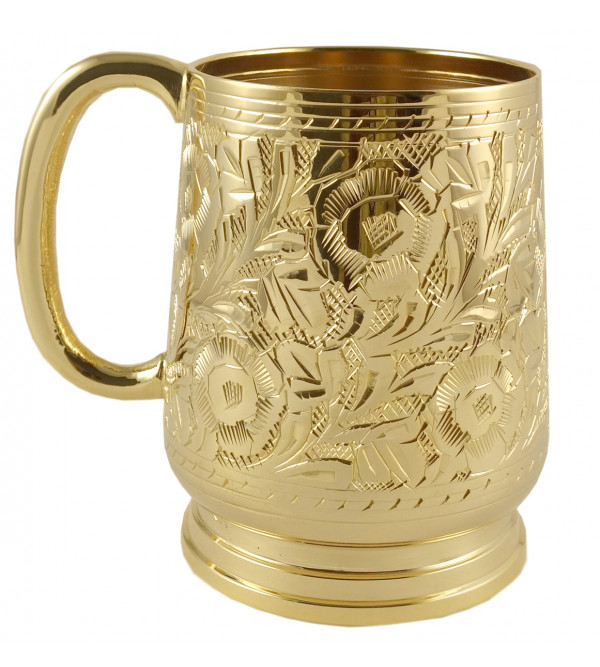 2 PCS BEER MUG SET BRASS GOLD PLATED