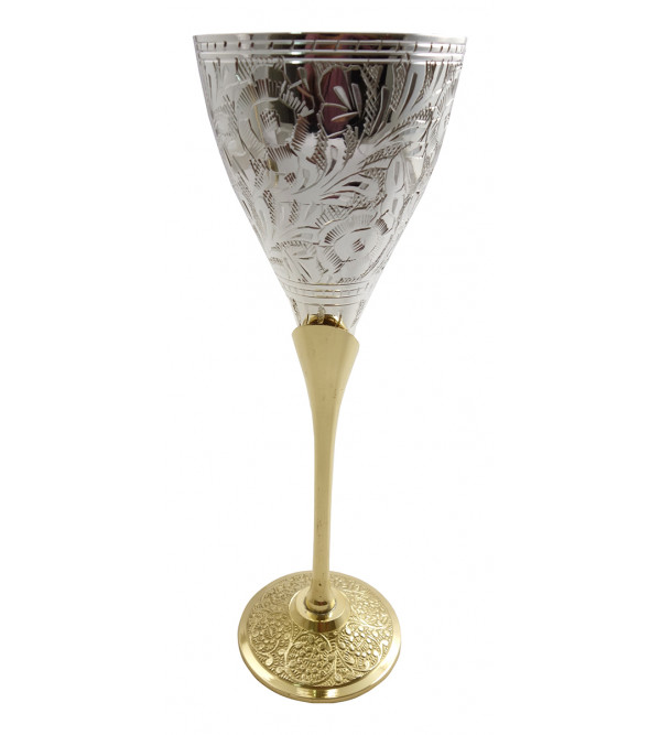 Handicraft Brass Silver Plated Goblet Set 2 Pieces 