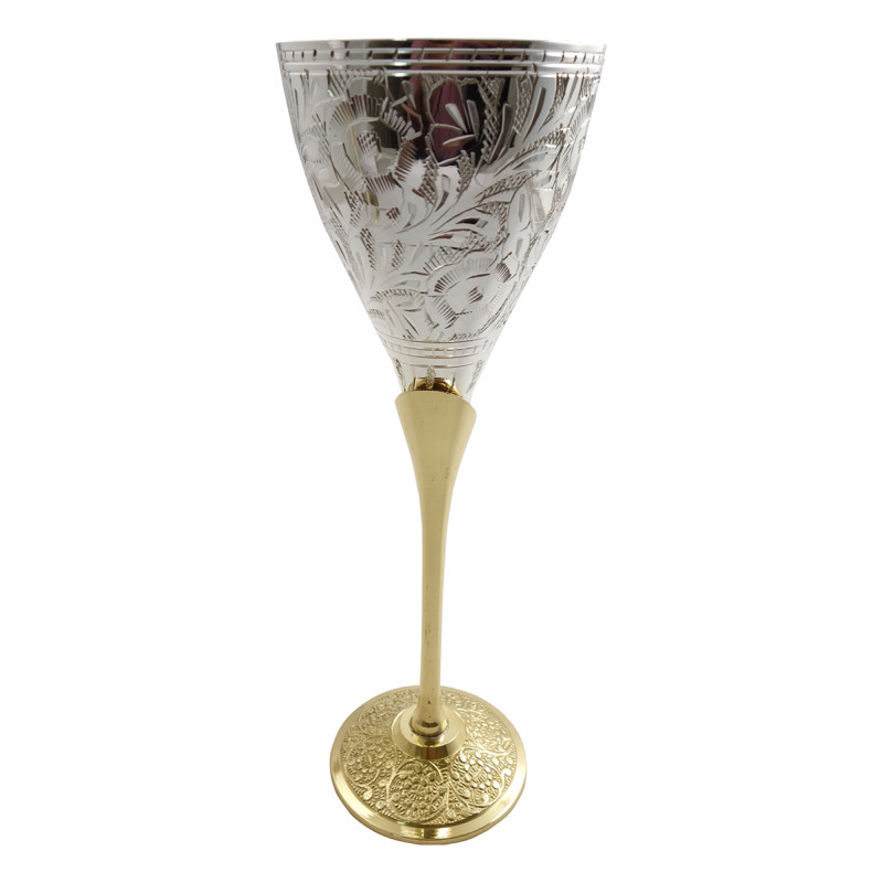 Handicraft Brass Silver Plated Goblet Set 4 Pieces 