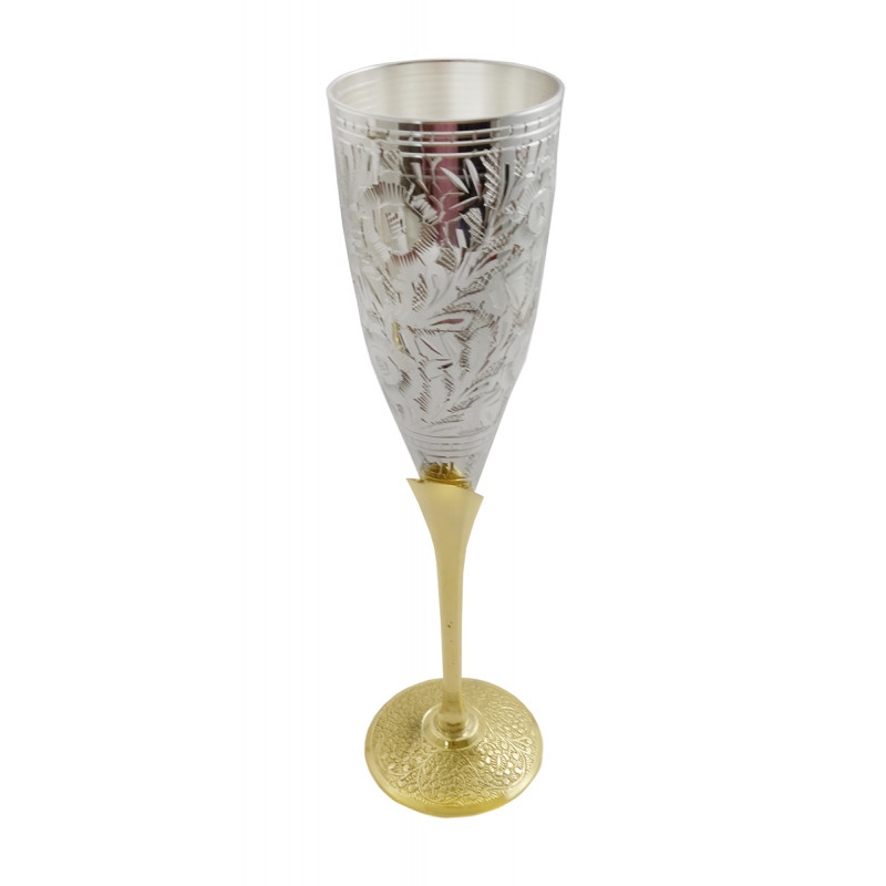 Handicraft Brass Silver Plated Goblet Set 6 Pieces 