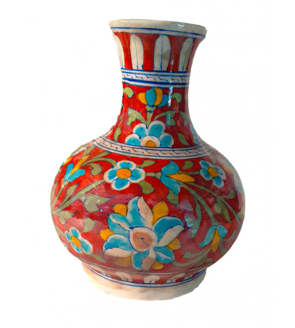 Blue Pottery Flower Vase Size 6 Inch
