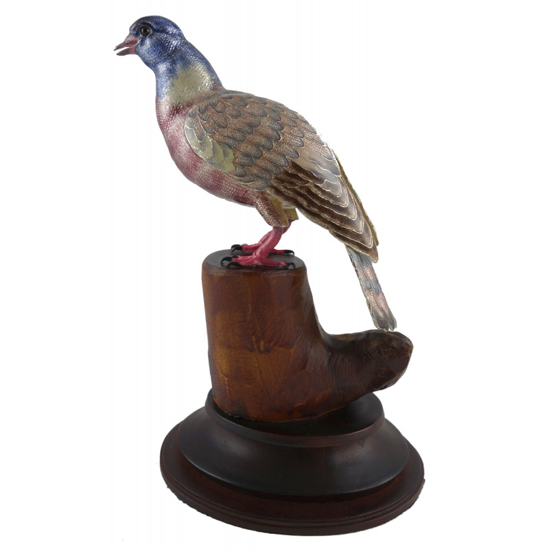 COPPER ENAMELED BIRD PIGEON