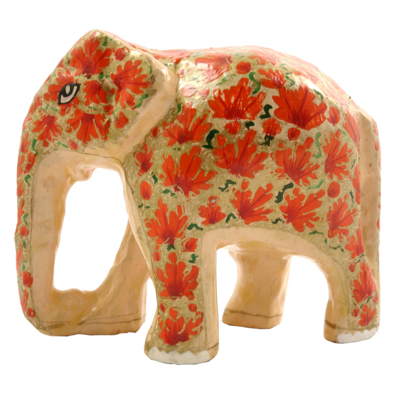 HANDICRAFT PAPER MACHE ELEPHANT 3 INCH ASSORTED COLOR AND DESIGNS 