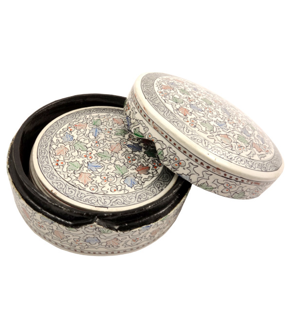 HANDICRAFT PAPER MACHE COASTER 7 Pcs SET  ASSORTED COLOR