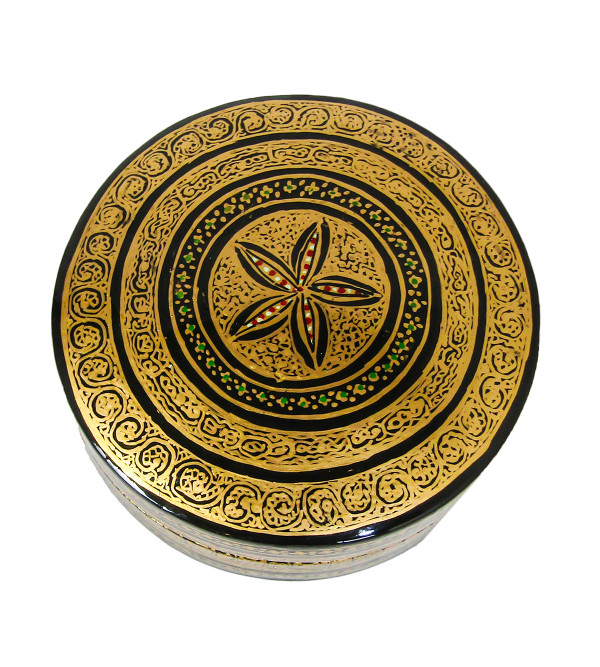 Paper Mache Coaster Set – Round (7 Pieces) (Assorted Colours & Design)