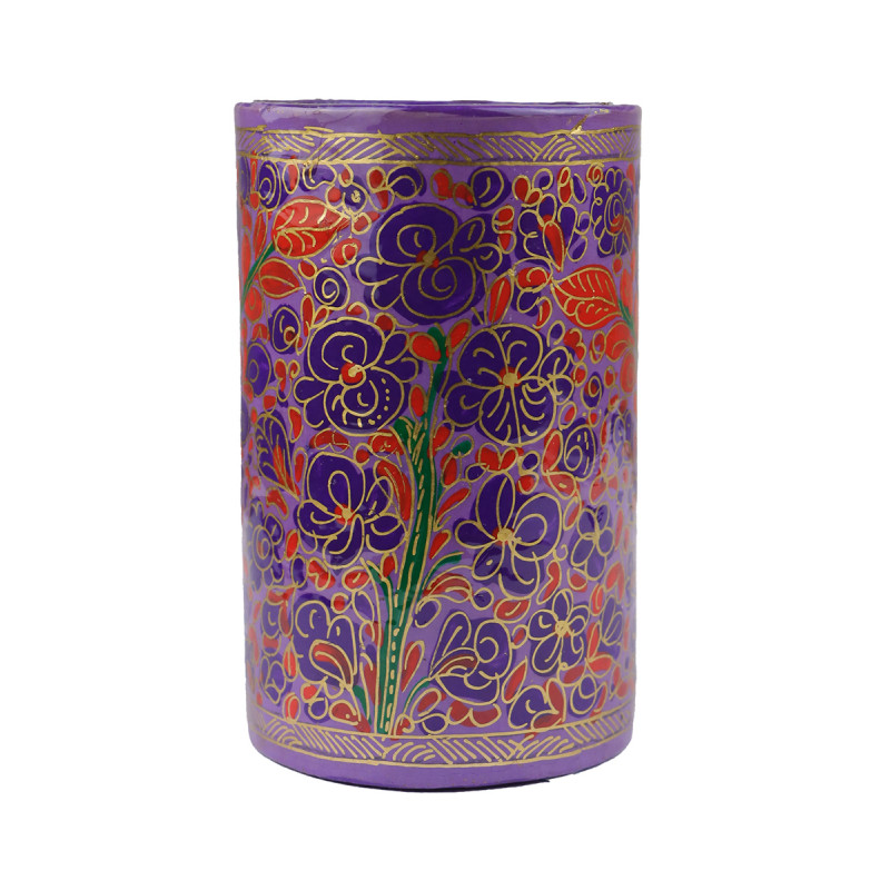 Paper Mache Pen Holder – Round, 4 Inch (Assorted Colours & Design)