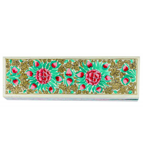 Cottage Kashmir Papier Mache  Pencil Box 8 X2.5 Assorted Desgin & Colour