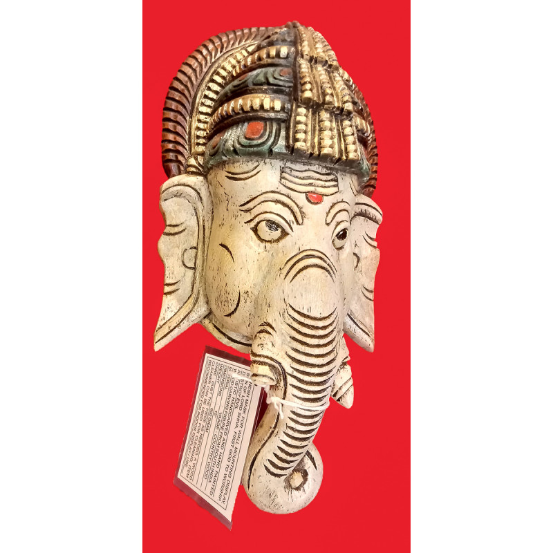 Ganesha Mask Handcrafted In Vaghai Wood 