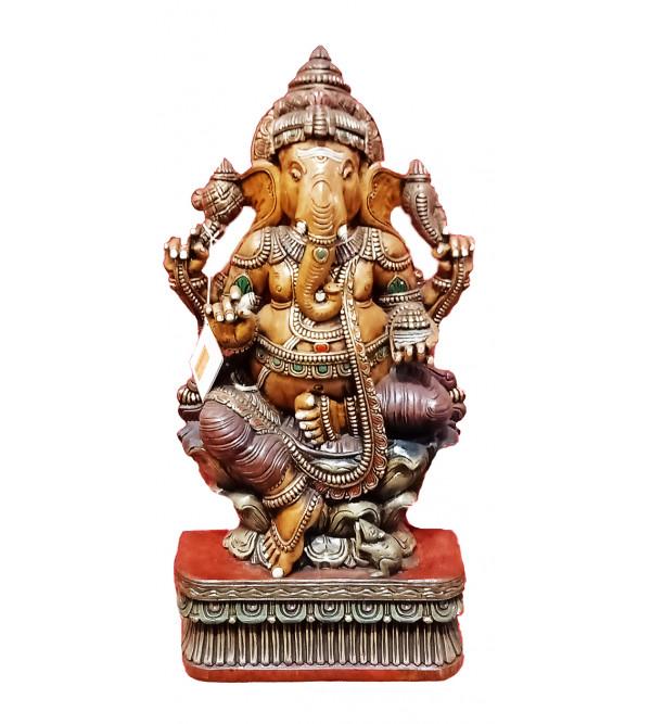 Ganesha Handcrafted In Vaghai Wood Size 37X18X7 Inches