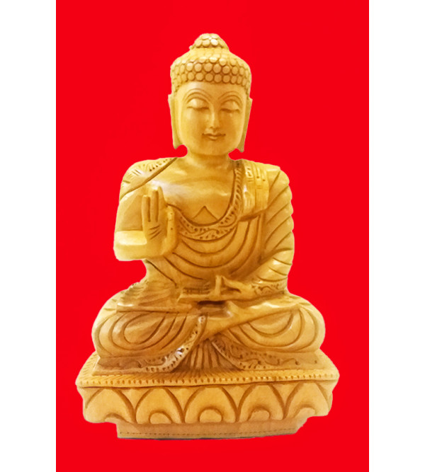 Kadamba Wood Handcrafted Carved Sitting Lord Buddha Figure