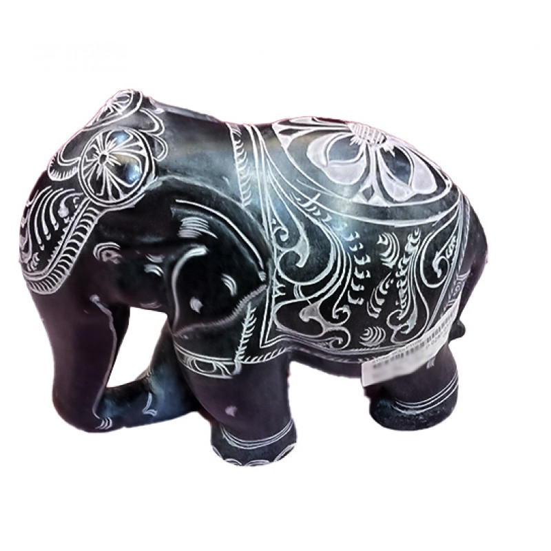Elephant Handcrafted In Black Stone Size 7 Inches