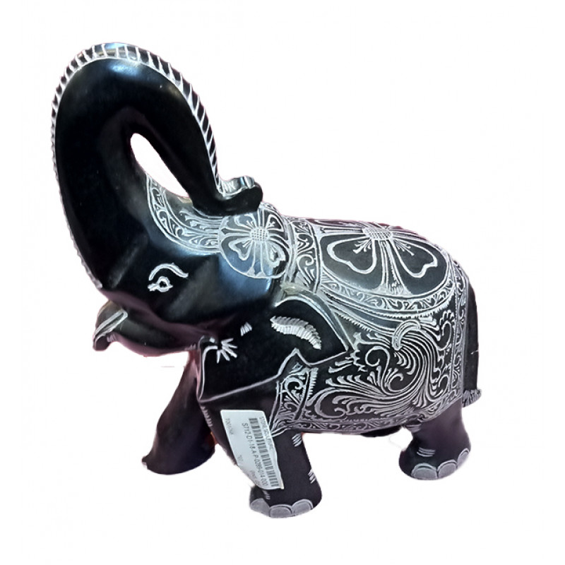 Elephant Handcrafted In Black Stone Size 10 Inches