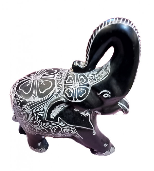 Elephant Handcrafted In Black Stone Size 10 Inches