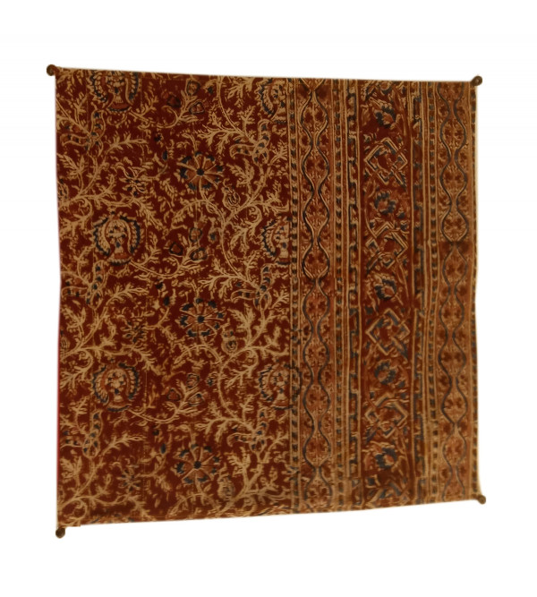 Cotton Kalamkari Hand Block Printed Cushion Cover Size 16x16 Inch