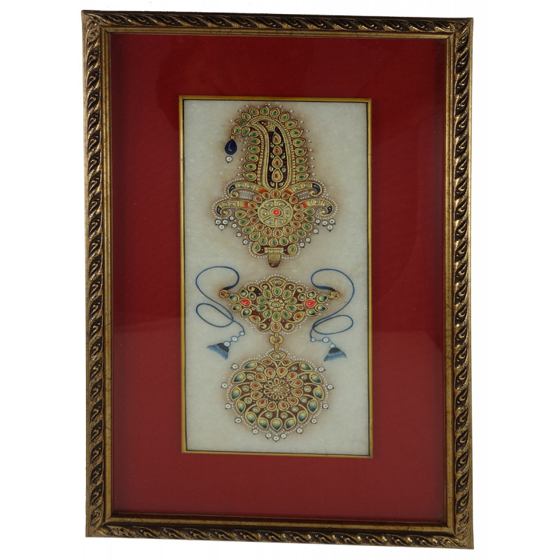 Marble jewellery painting with pure gold leaf work