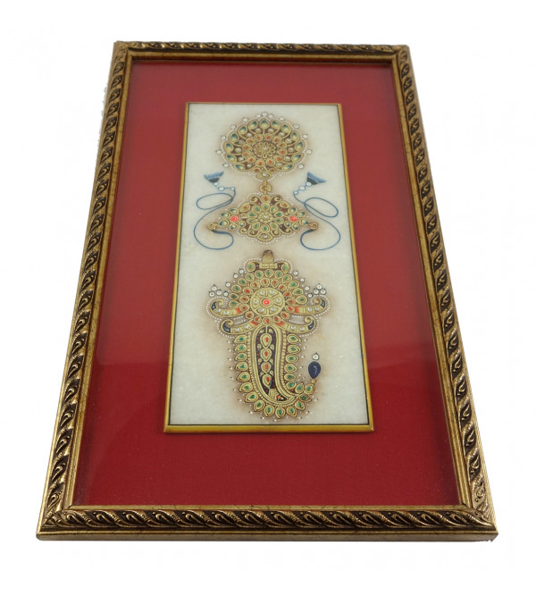 Marble jewellery painting with pure gold leaf work