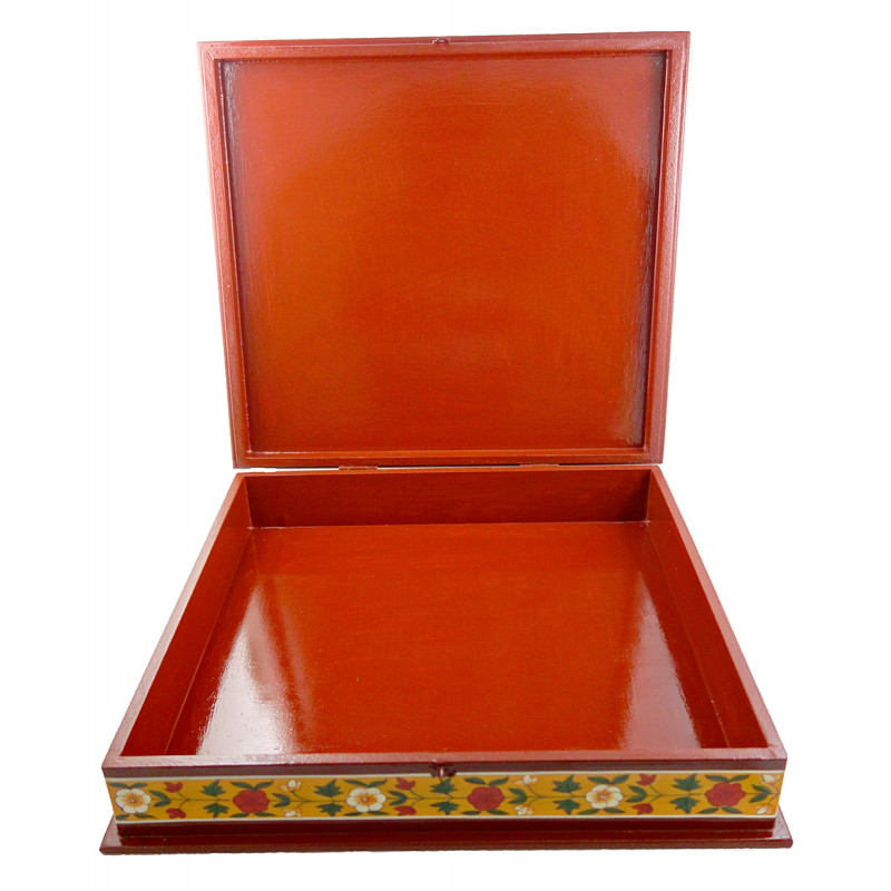 Ply Wood Hand Painted Box Kishangarh Style Size 16x16x4.5 Inches