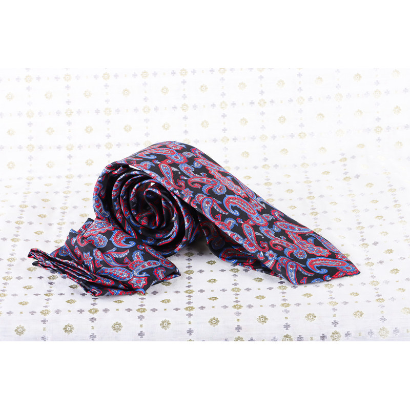 Tie Printed Silk Hanky 2 Pc Set 