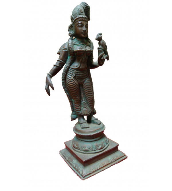 Meenakshi Statue Handcrafted In Bronze Size 9 Inches