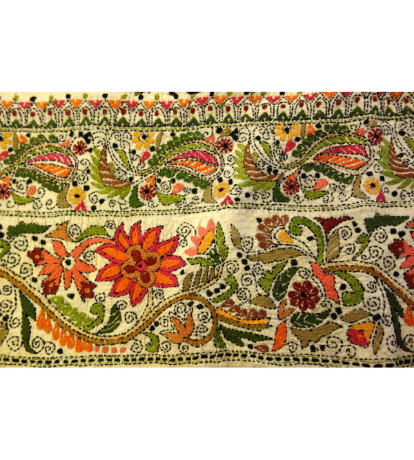 Kantha Silk Embroidered Bedcover Size 90x108 Inch