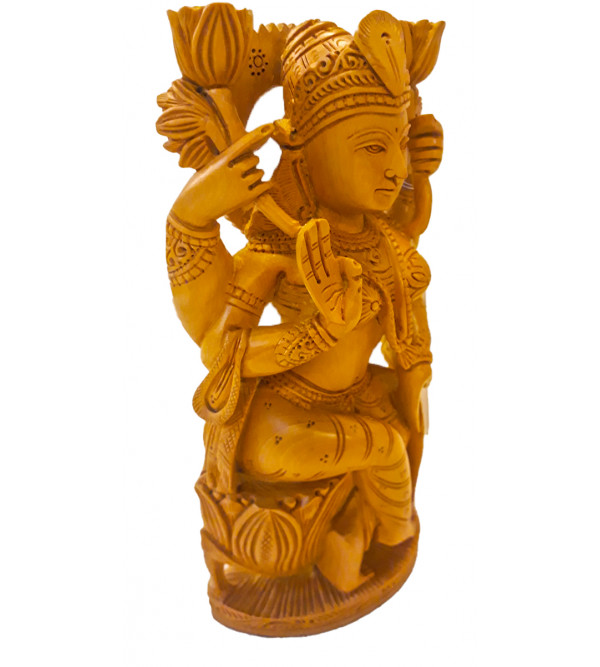 Kadamba Wood Handcrafted Carved Figure of Goddess Laxmi