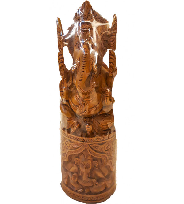 Sandalwood Handcrafted Carved Sitting Lord Ganesha Figure