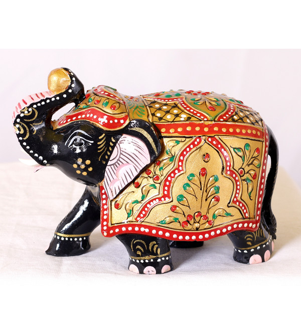 Elephant Embose Painted Kadamb Wood 4 Inch 