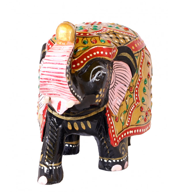 Elephant Embose Painted Kadamb Wood 4 Inch 