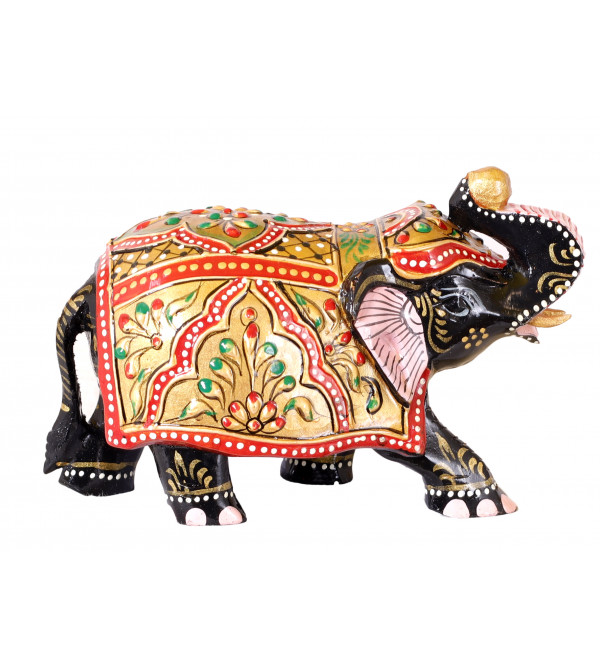 Elephant Embose Painted Kadamb Wood 3 Inch 