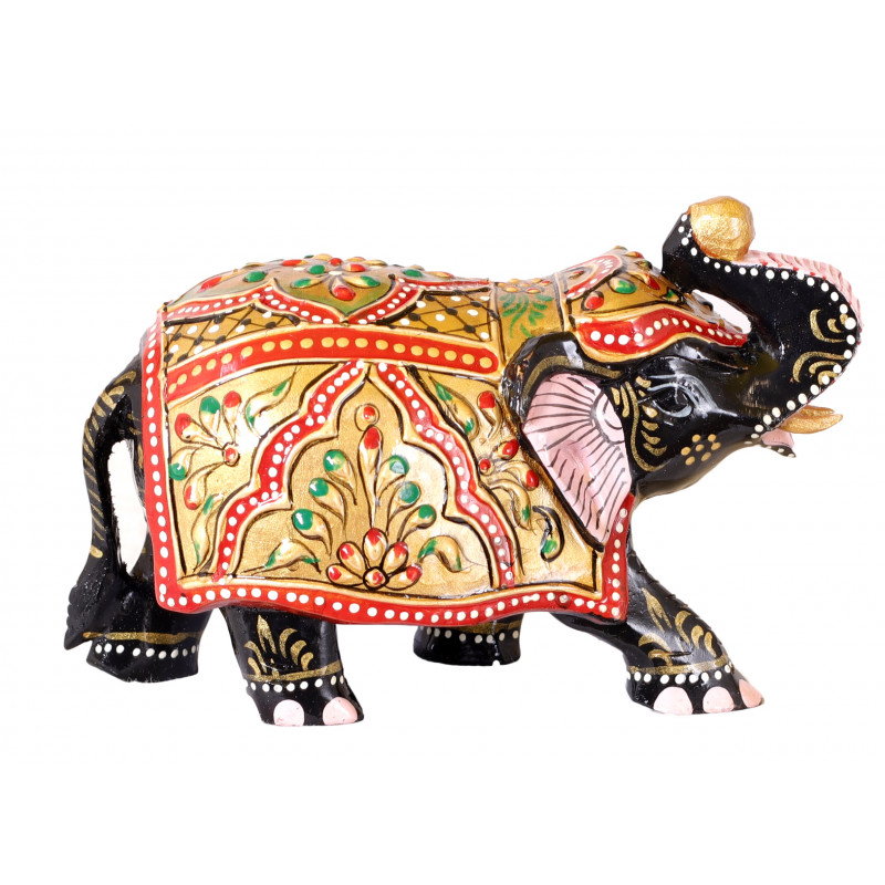 Elephant Embose Painted Kadamb Wood 3 Inch 