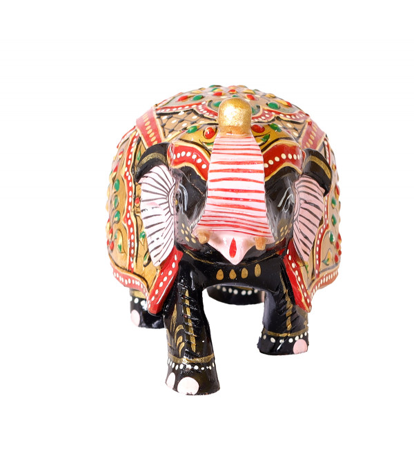 Elephant Embose Painted Kadamb Wood 3 Inch 