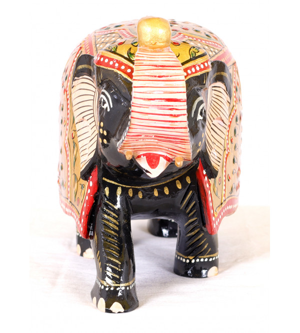 Elephant Embose Painted Kadamb Wood 5 Inch 