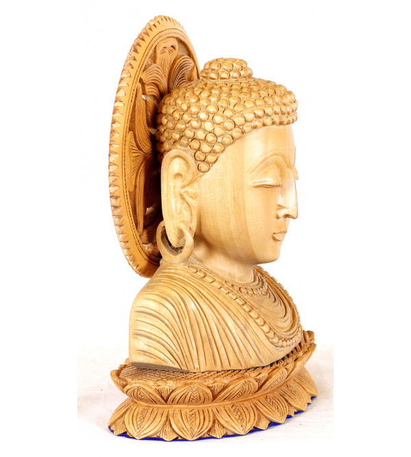 Buddha Bust Carving Kadamb Wood 8 Inch  