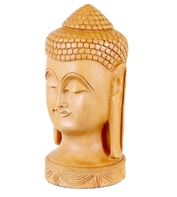 Buddha Head Carving Kadamb Wood 8 Inch  