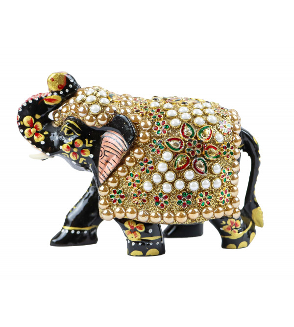 Elephant Embose Painted Kadamb Wood 3 Inch 