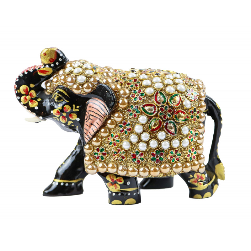 Elephant Embose Painted Kadamb Wood 3 Inch 