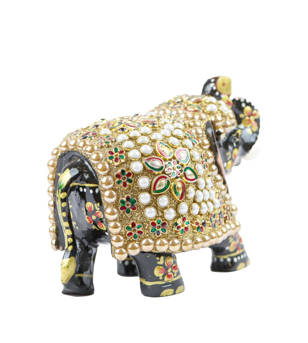 Elephant Embose Painted Kadamb Wood 3 Inch 