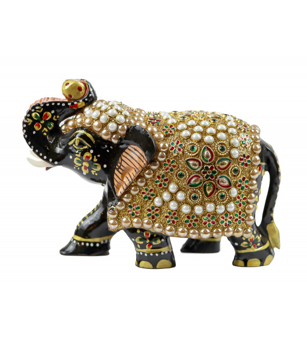 Elephant Embose Painted Kadamb Wood 4 Inch 