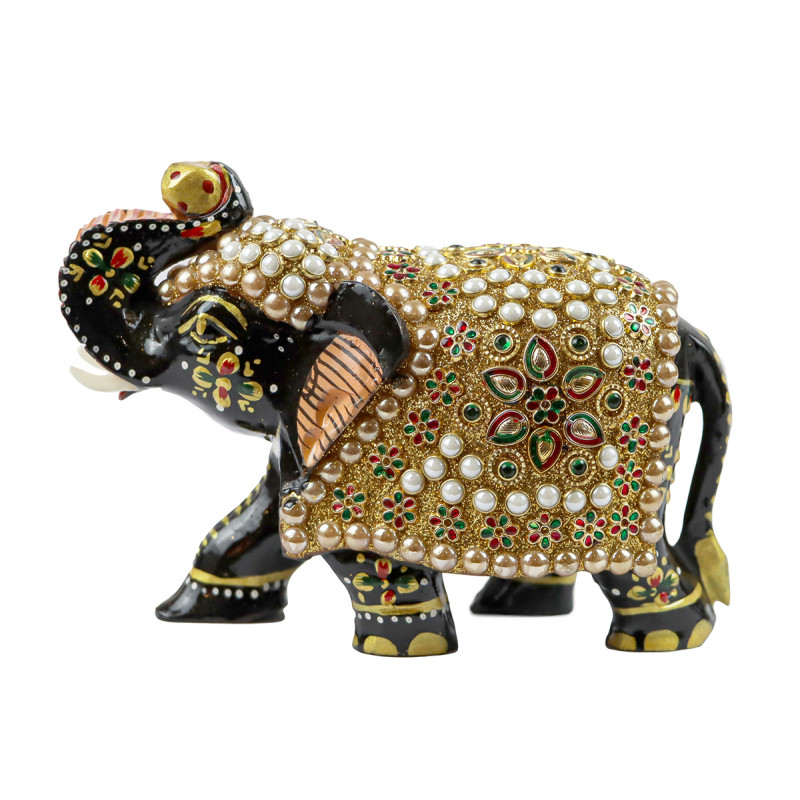 Elephant Embose Painted Kadamb Wood 4 Inch 