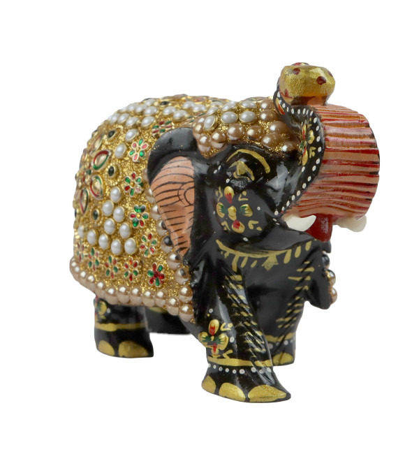 Elephant Embose Painted Kadamb Wood 4 Inch 