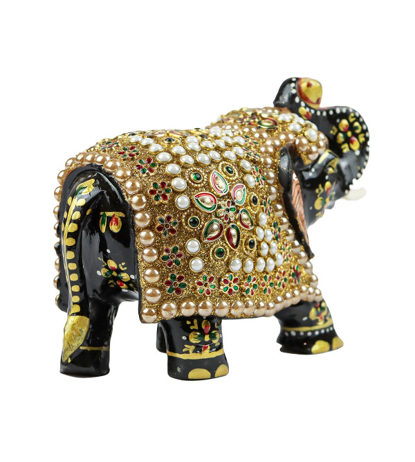 Elephant Embose Painted Kadamb Wood 4 Inch 