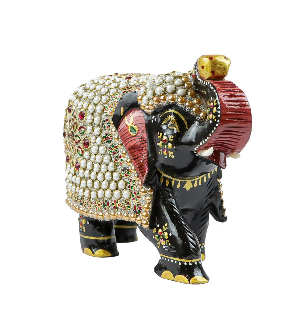 Elephant Embose Painted Kadamb Wood 6 Inch 