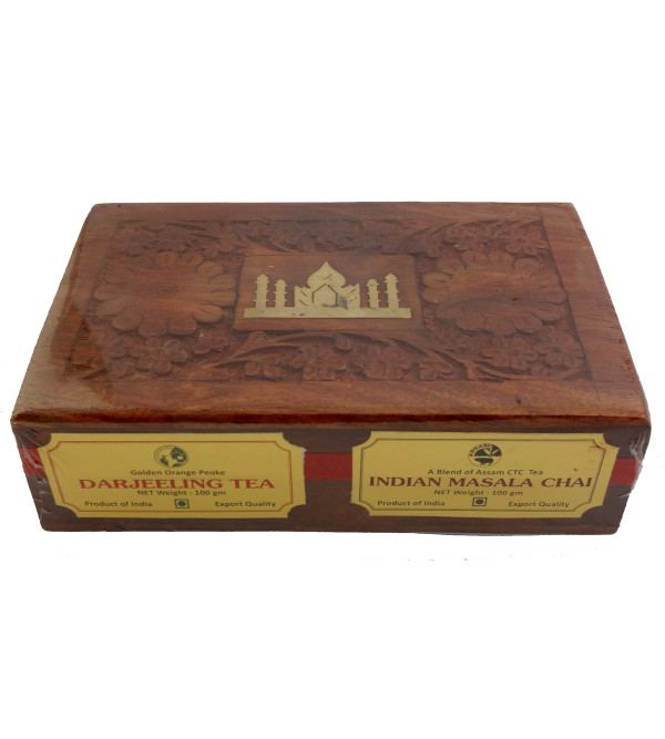 Darjeeling Masala Tea Wooden Box 2 IN 1  200 GMS