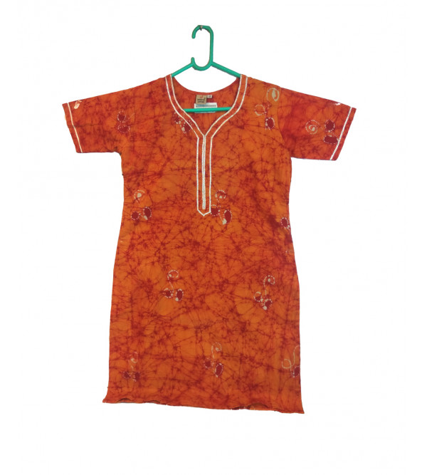 Cotton Batik Printed Long Kurta For Girls Size 10 to 12 Year