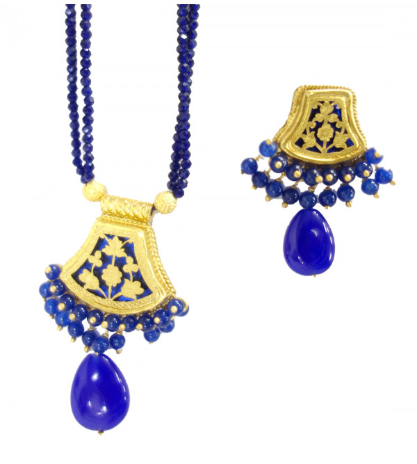 HANDICRAFT ASSORTED DESIGNS AND COLOR THEWA NECKLACE SET GOLD 0.9 SL 10 LB 1200