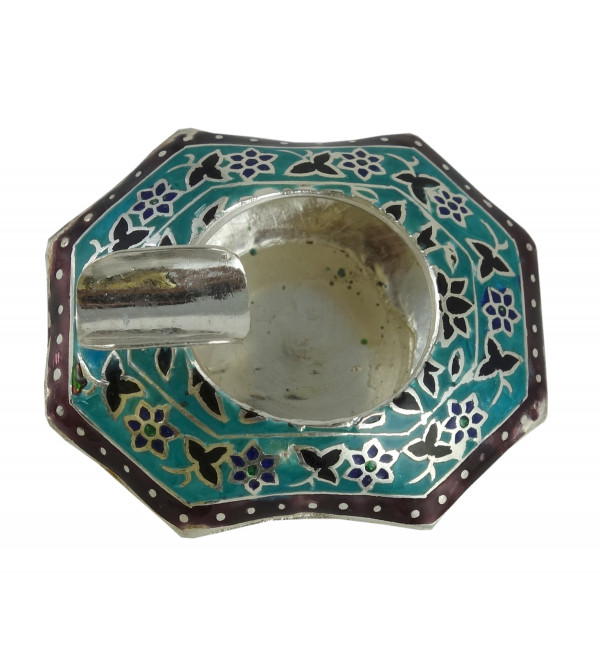 Handcrafted Silver Meenakari Ashtray Size 2x2.5 Inch