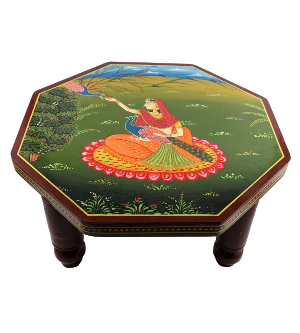 HANDICRAFT WOODEN ARTICLES CHOWKI 14X14 INCHES 