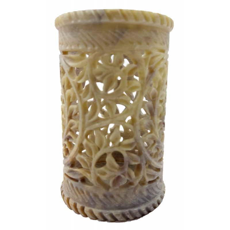 Handicraft Soft Stone Carved Pen Stand 2.5x4 Inch 