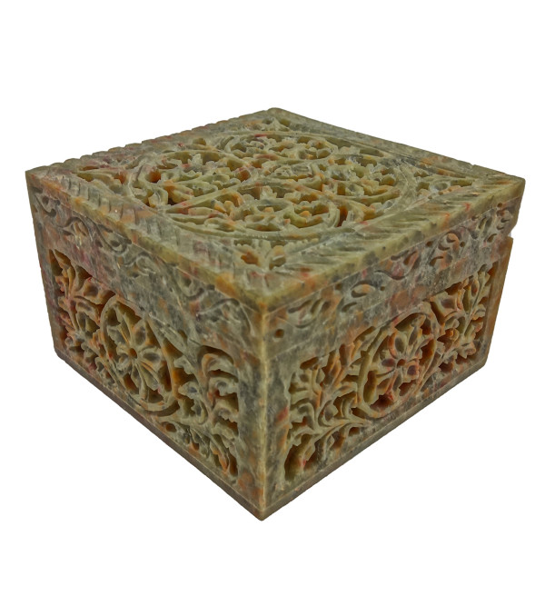 Handicraft Soft Stone Box 4x4x2.5 Inch 